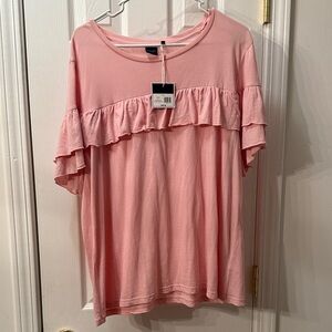 Kaari Blue Soft Pink Ruffle Blouse